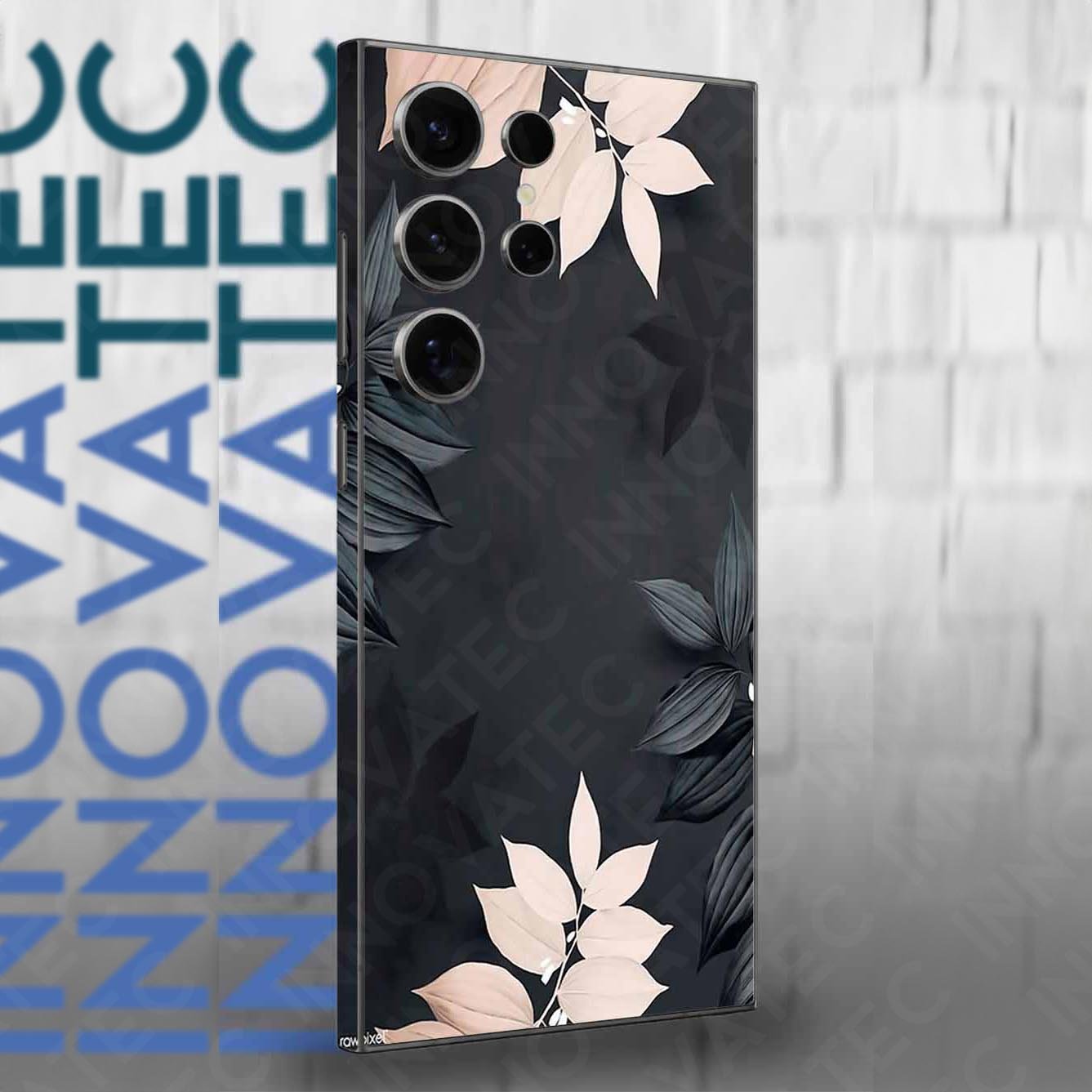 Skin premium de celular con diseño floral y textura tipo mármol elegante